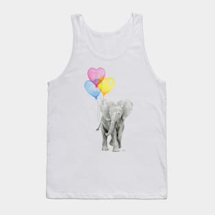 Elephant Watercolor Heart Shaped Balloons Tank Top